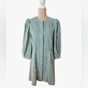 Pomander Place Green Gingham Puff Sleeve Dress